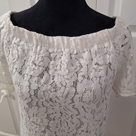 Lulus Shoulder Lace Top With Tie Sleeves    Size L - Picture 2 of 10